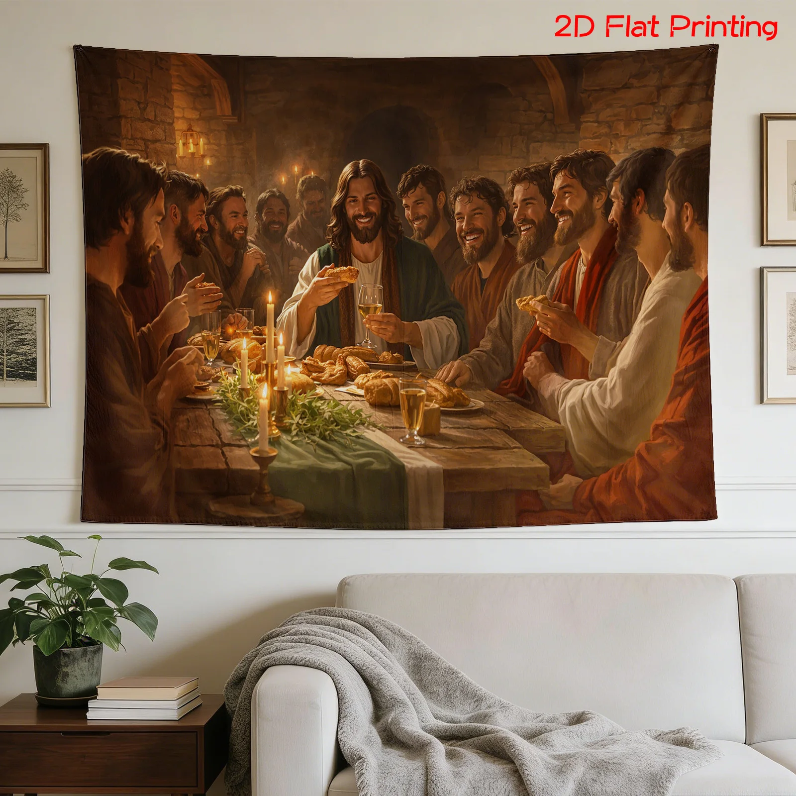 The Last Supper Tapestry Religious Jesus Wall Hanging, Vintage Christian Art Decor Biblical Scene Bedroom Living Room Background