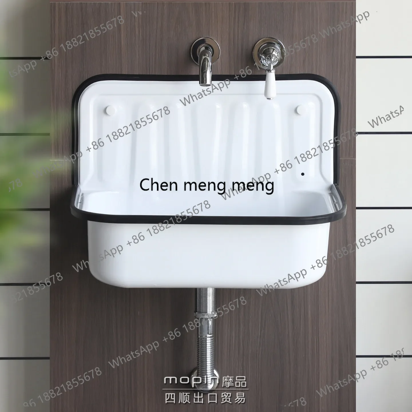 

Discunt European medieval industrial style retro steel plate enamel sink wall-mounted installation simple fashion designer produ