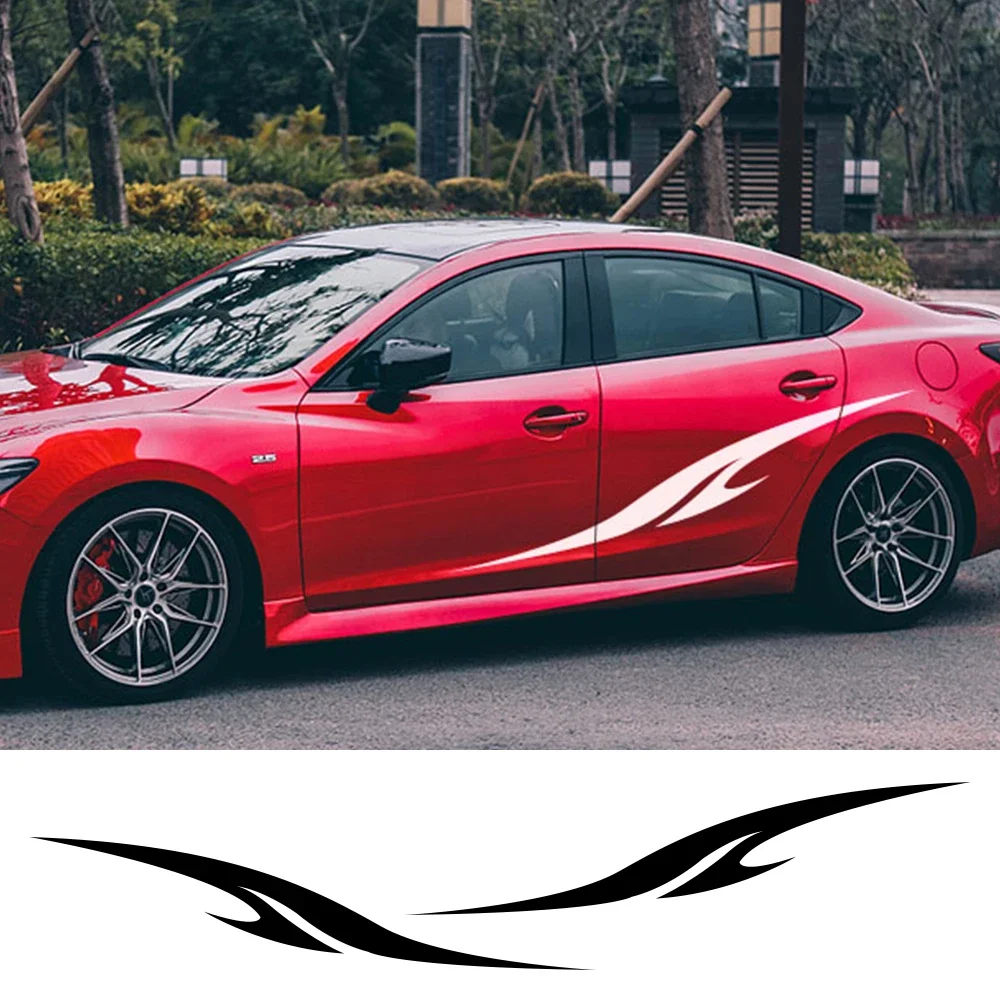 2pcs Car Side Door Racing Sports Sticker Auto Vinyl Waterproof Skirts Decal Funny Graphic Styling Car Tuning Styling Accessories