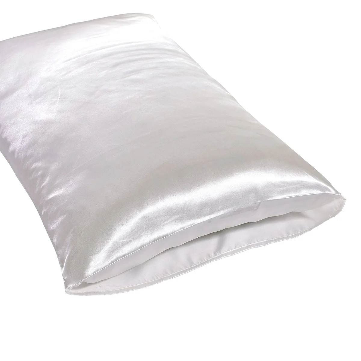 

1Pair Satin Pillowcase 51x102cm Premium Quality Shiny Finish Comfortable Reduces Wrinkles Hair Damage White