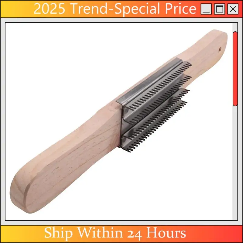 

A61Z Deals 2Pack Buffing Wheel Rake,14Inch Stainless Steel Metal Serrated Brush With Wooden Handle For Compound Clean Jewelry Dr