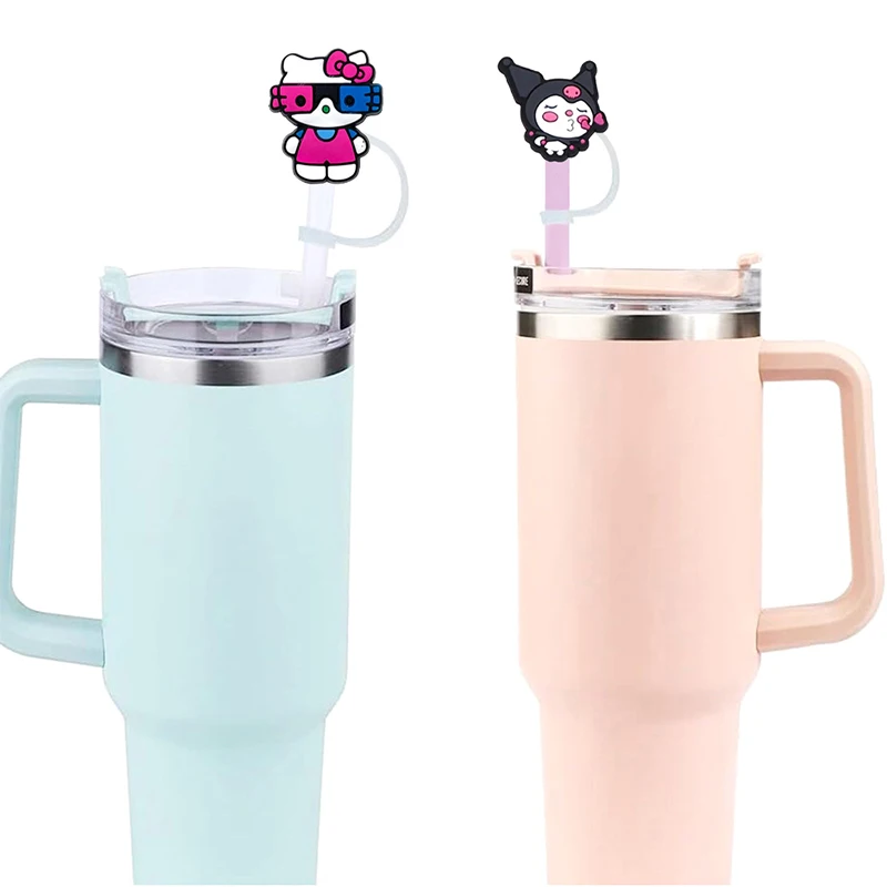 Sanrio Straw Cover Cap Hello Kitty Kuromi Melody Pvc Straw Dust Cap For 8-10mm Straw Decoration Accessories Theme Party Prop