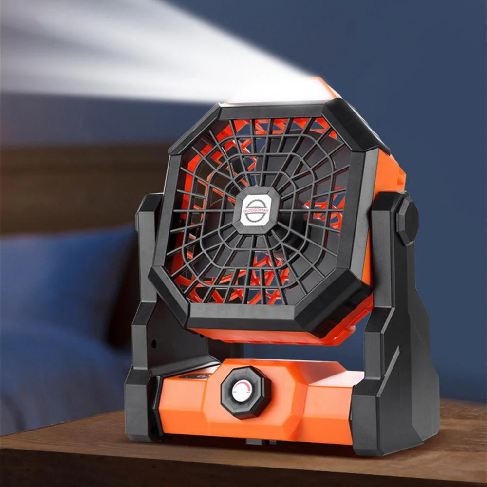 USB Movable Portable Rechargeable Adjustable Speed Lantern Camping Fan With Led Lights For Tent 7800mAh Battery Operated Powered