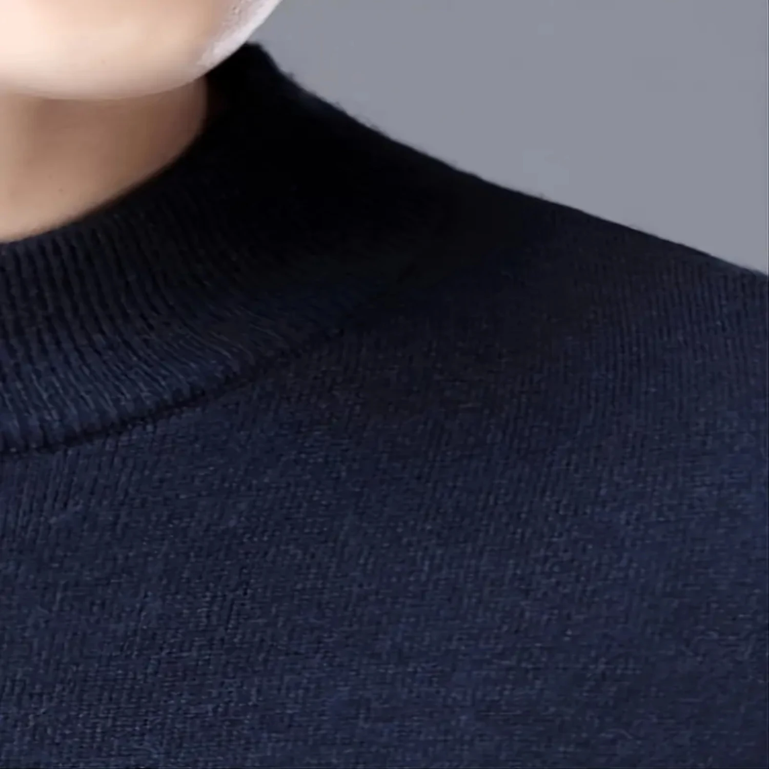 Men's Basic Solid Color Half Turtleneck Knit Thermal Sweater, Autumn And Winter Crew Neck Pullover