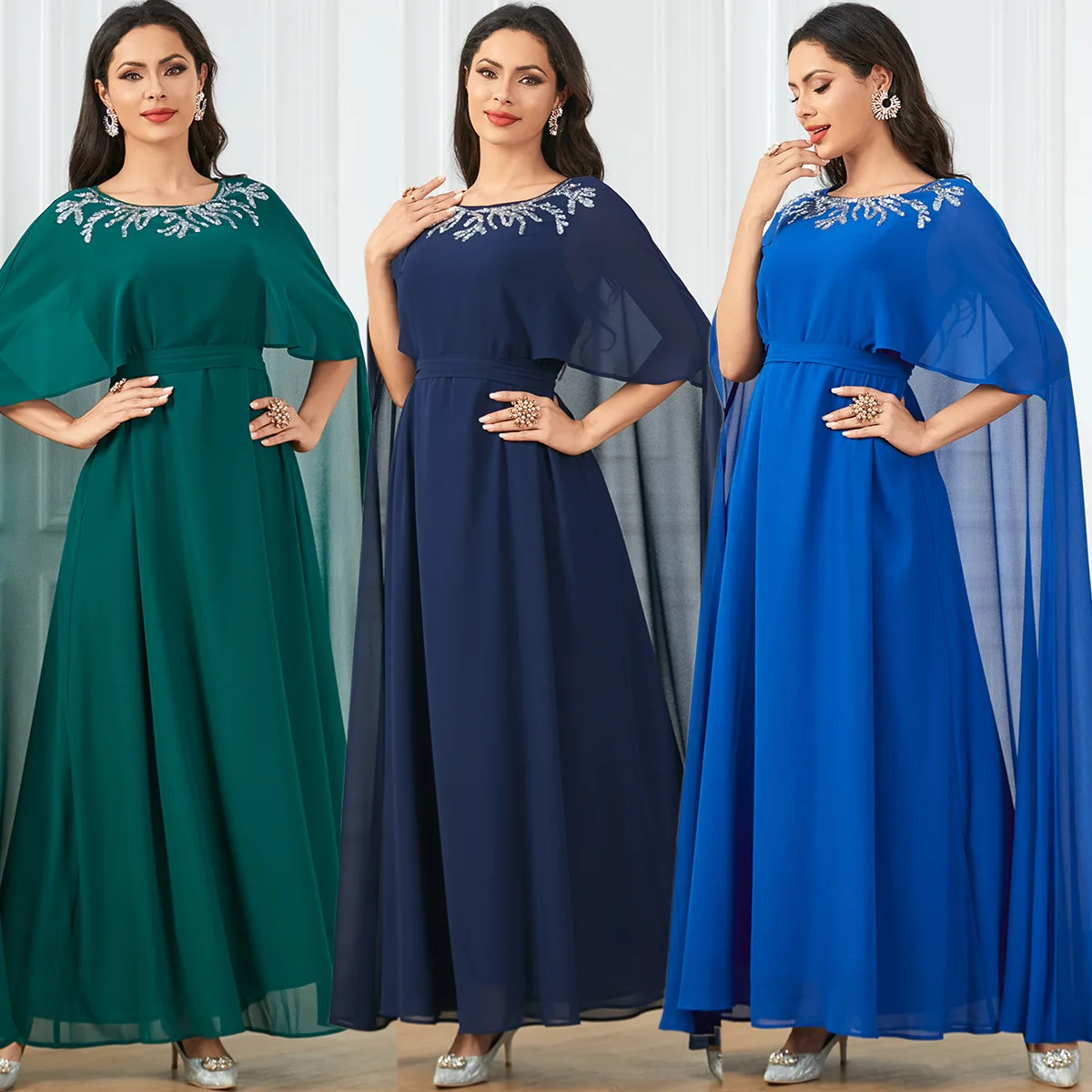 Jalabiya-Abaya de fiesta musulmana Eid para mujer, Vestidos bordados, Ramadán, Marruecos, Dubai, Abayas, Kaftan, Islam, Árabe