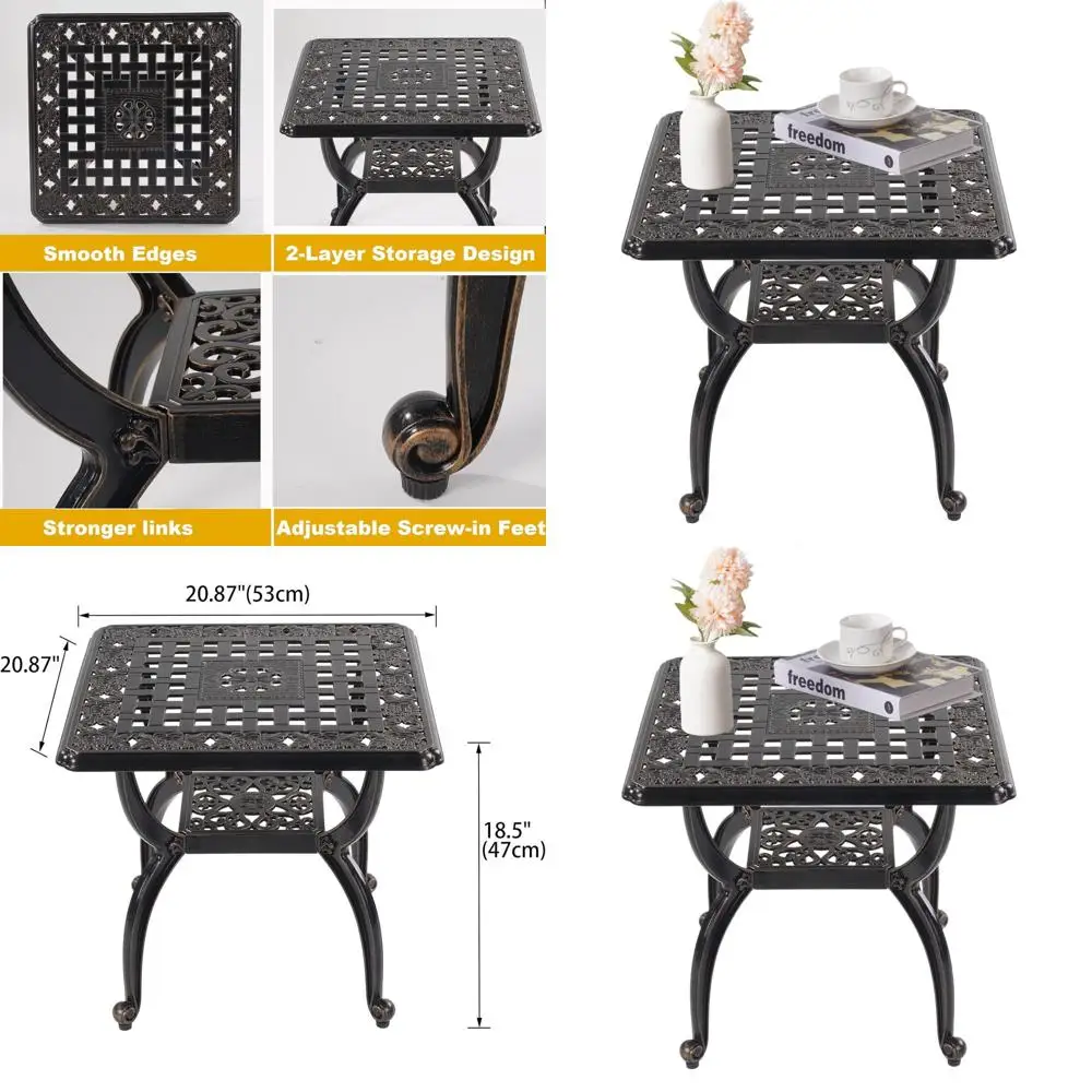 All-Weather Copper Square Outdoor Side Table for Patio, Garden, and Balcony