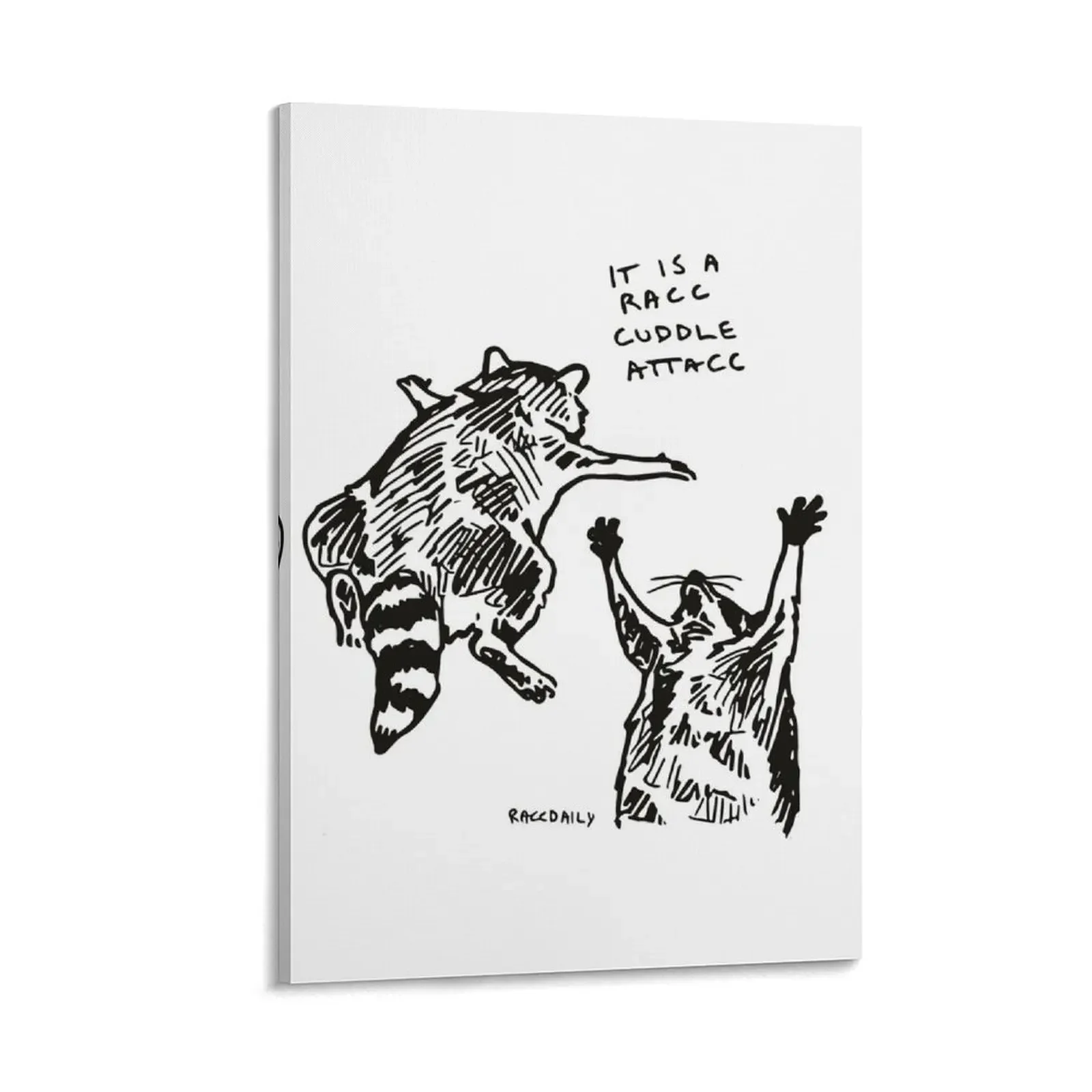 

A Racc Cuddle Attacc (Prints) Canvas Painting Paintings for bedroom house decorations fashion wall paintings