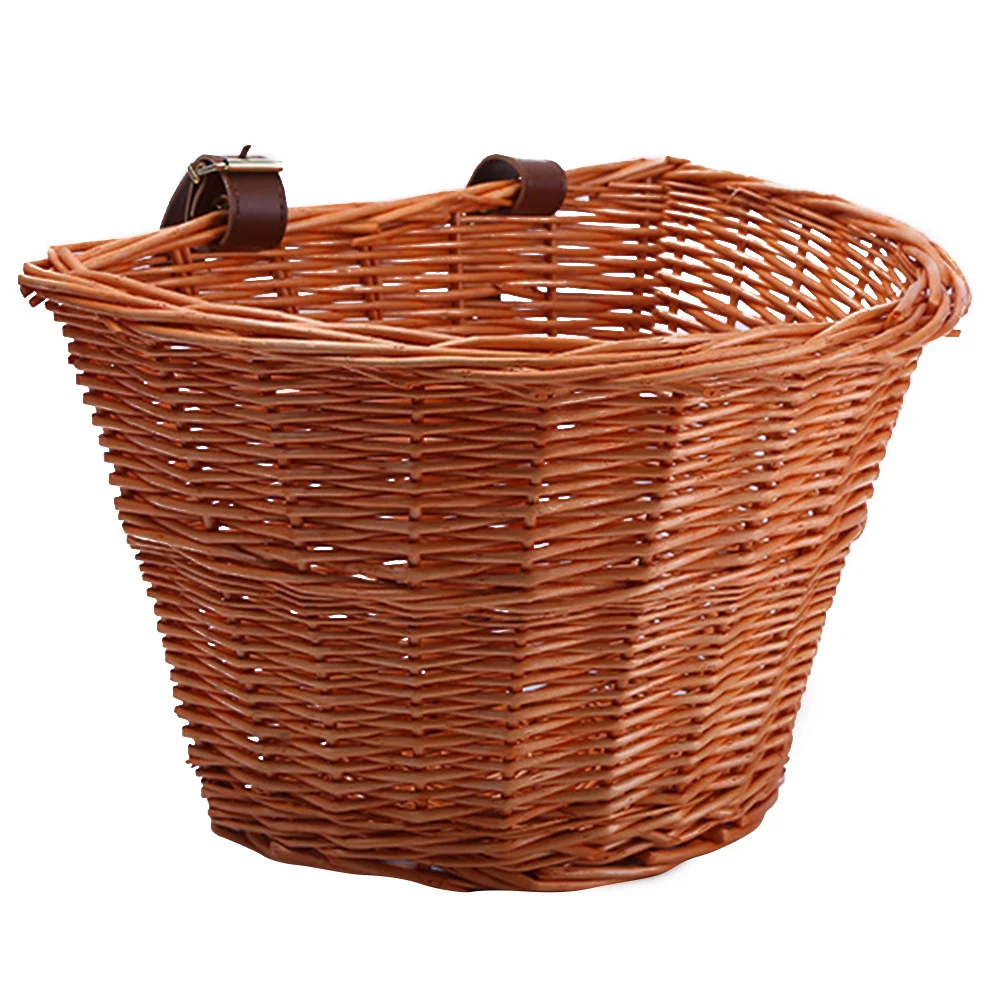 

Bicycle Basket Front Handlebar Willow Wicker Storage For Bike Outdoor Cycling Front Basket