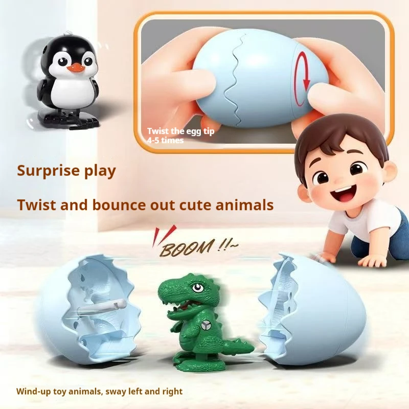 Fascinating Egg-Bouncing Cute Beast Toy Model Walking Spring-Loaded Animal Figurine Creative Fun ShellHatching Transformation