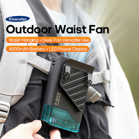 Mini 4000mAh Travel Wearable Waist Fan 5 Wind Speed Camping Outdoor Portable Fan Rechargeable Cooling Fan With LED Power Display