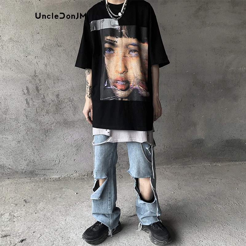 

Portrait Graphic T Shirts Streetwear Harajuku Oversized T Shirt Daily Y2k T-shirts O-Neck Tops Tees