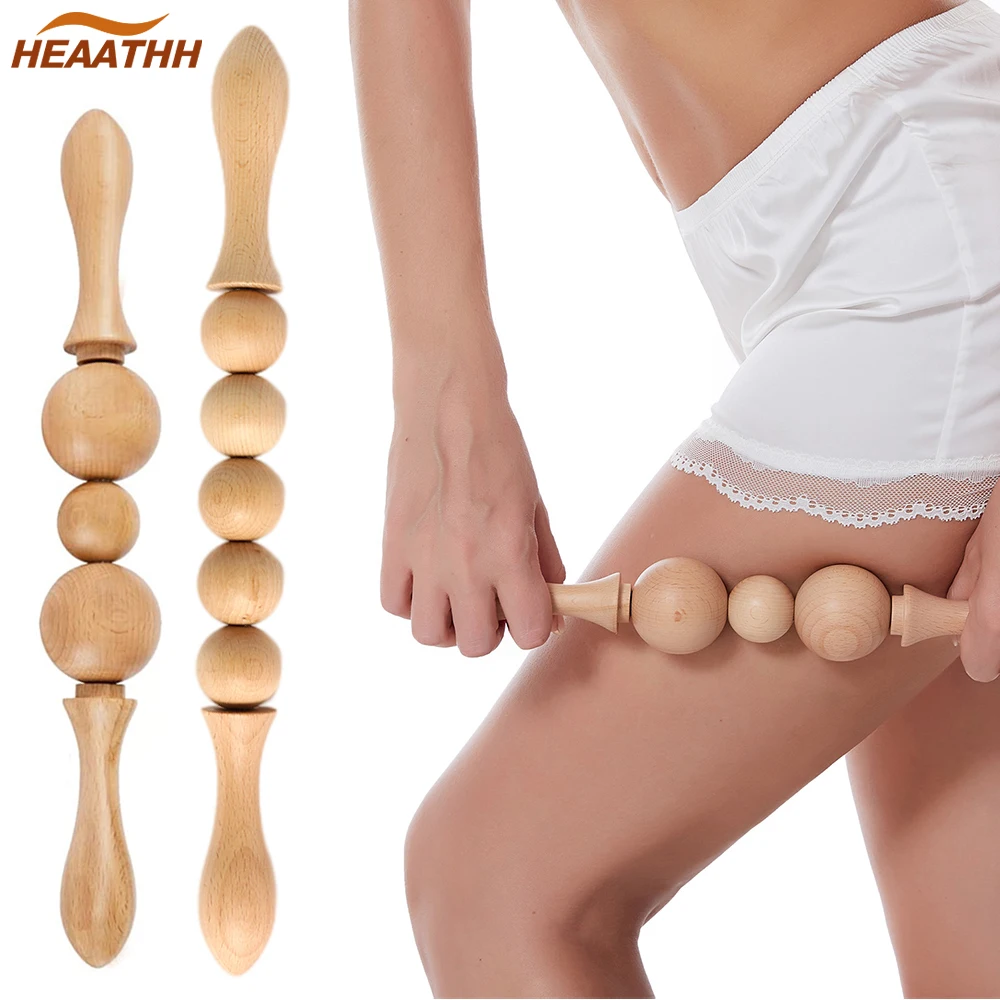 Handheld Wooden Roller Massage Stick Cellulite Massage Trigger Point Wood Stick Body Therapy Massager Muscle Relief Tool