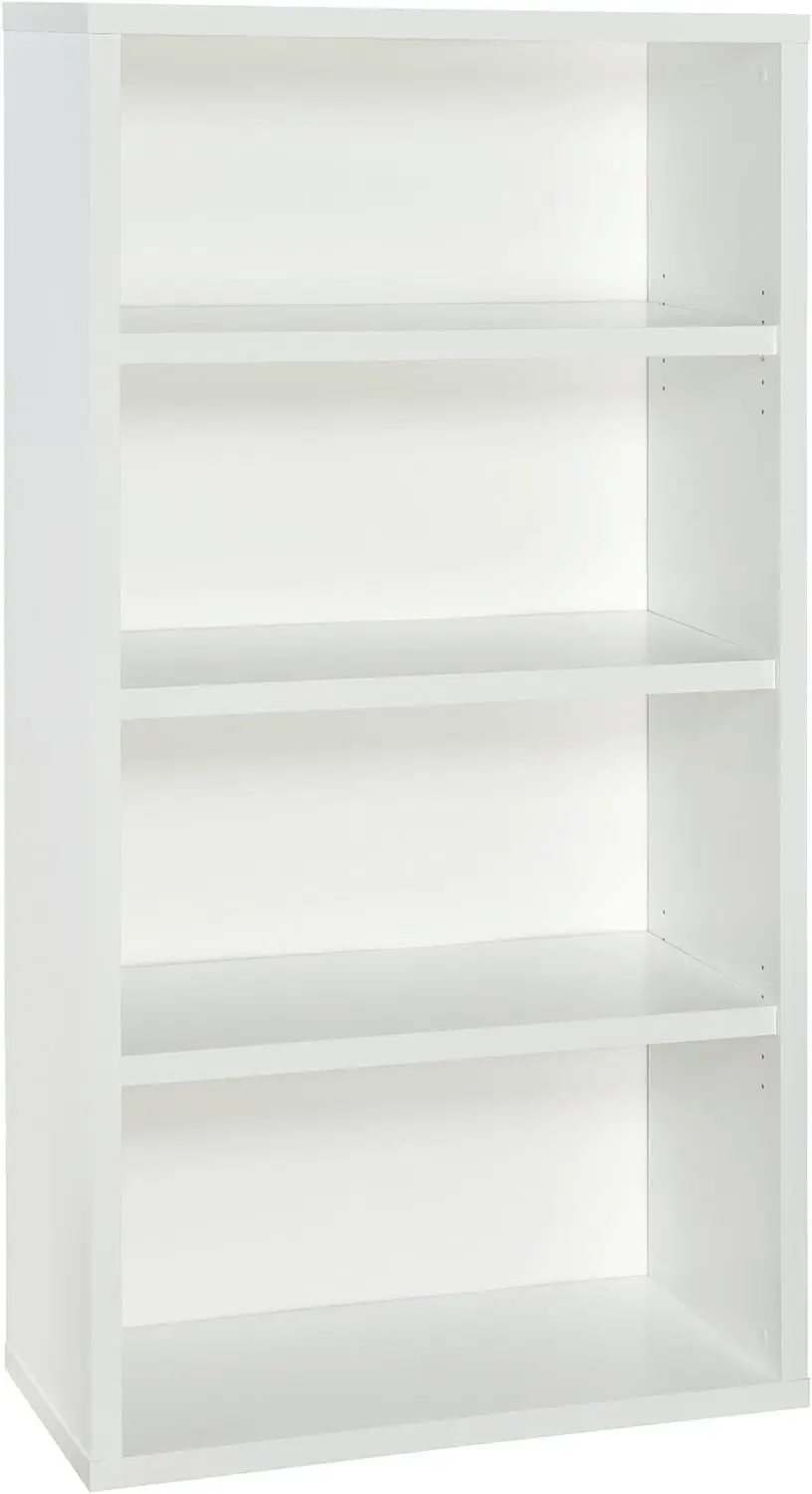 

ClosetMaid Bookshelf with 4 Shelf Tiers, Adjustable Shelves, Tall Bookcase Sturdy Wood with Closed Back Panel, White Finish