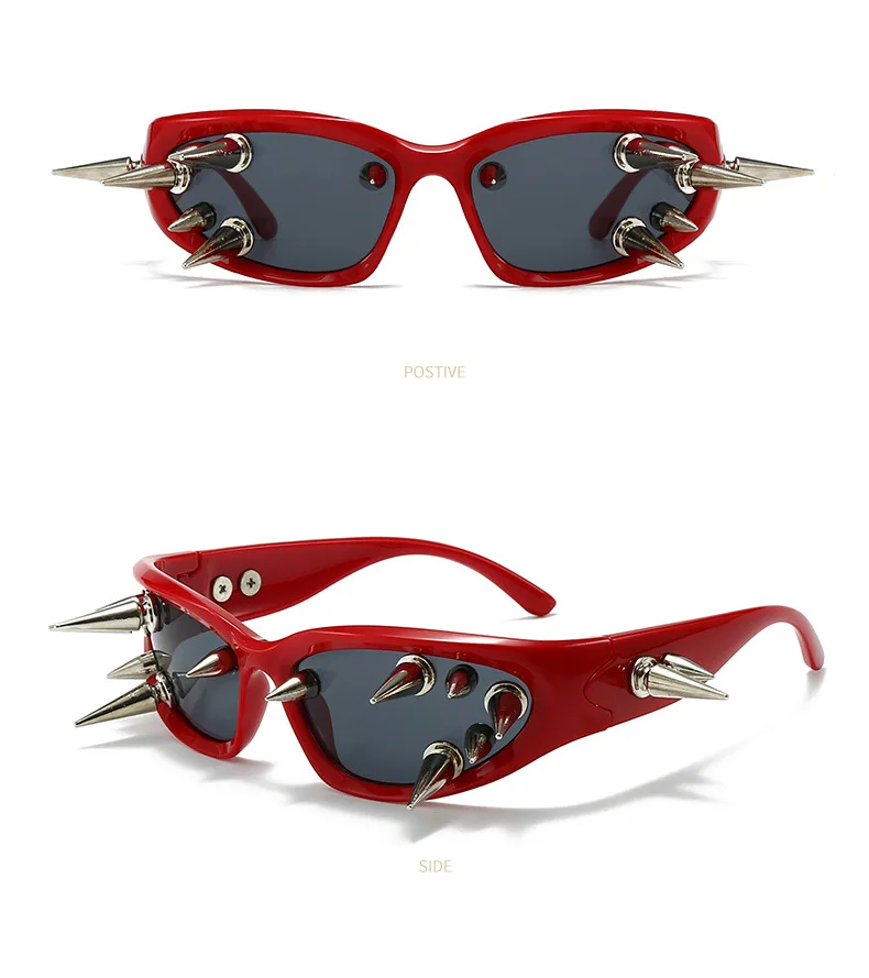 Cyberpunk DIY Unisex Übertriebene Sonnenbrille Niete Motorrad Stil Hip Hop Streetwear Brille Handgemachte Optische Brillen – Detail 21