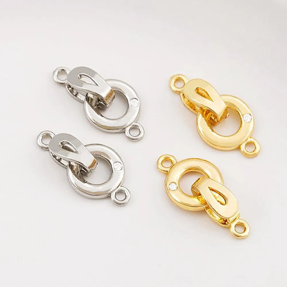 

2Pcs 14K Gold Plated Brass Zircon Pearl Clasp Connector Fastener Lock Clasps For DIY Women Bracelet Necklace Jewelry Making