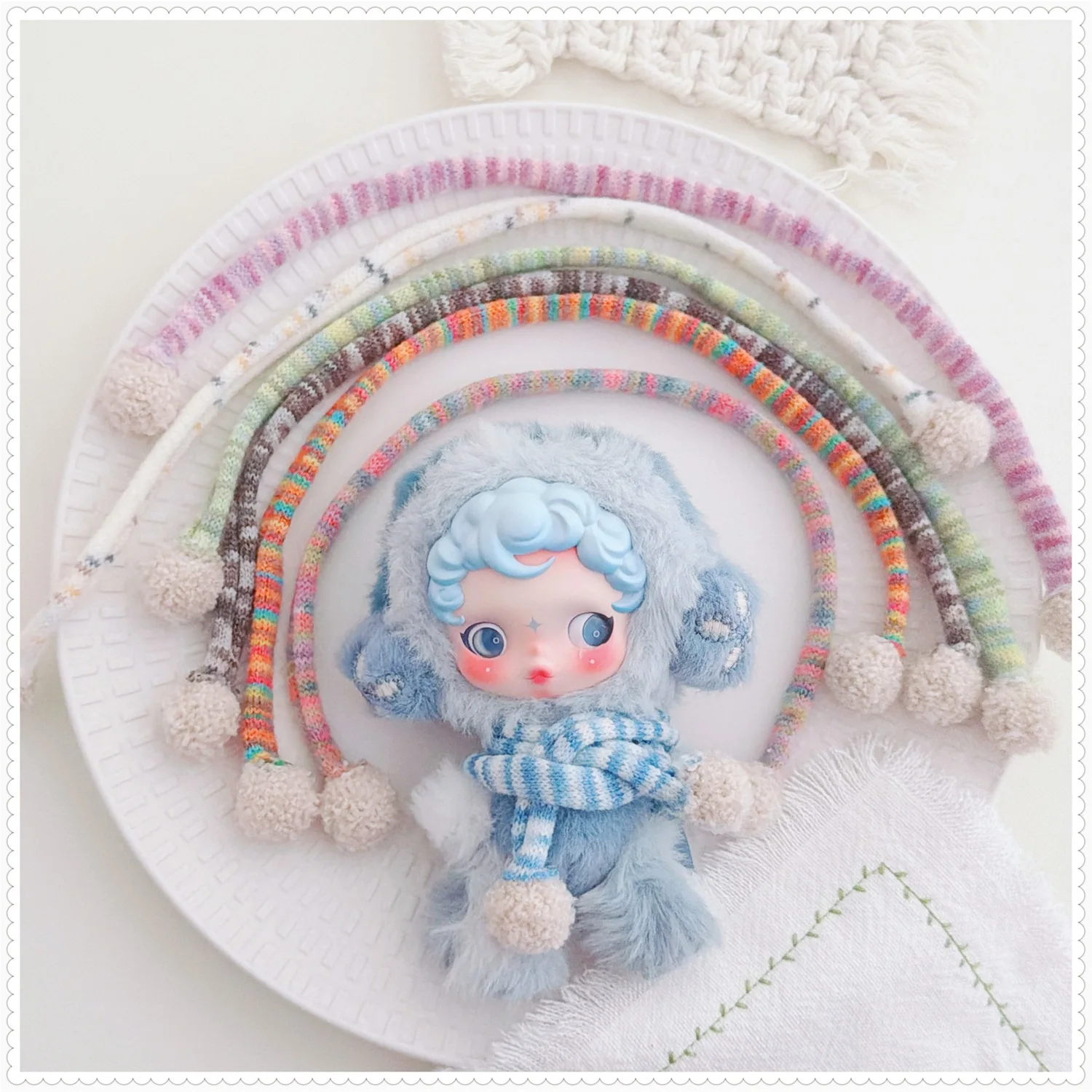 

Мультяшная мини-кукла-идол, аксессуары для одежды, 10-17 см, милый мягкий красочный шарф, плюшевые аксессуары для кукол, игрушки, аниме, игровая периферия