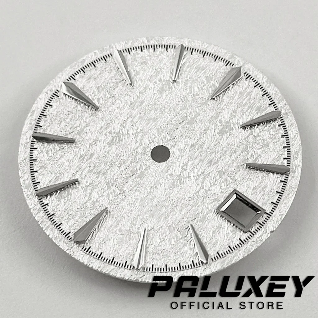 실버 골드 로즈 시계 다이얼, 수직 광택 텍스처 표면, 날짜 기계식 시계 페이스, NH35/NH36 무브먼트용, NH35 29mm