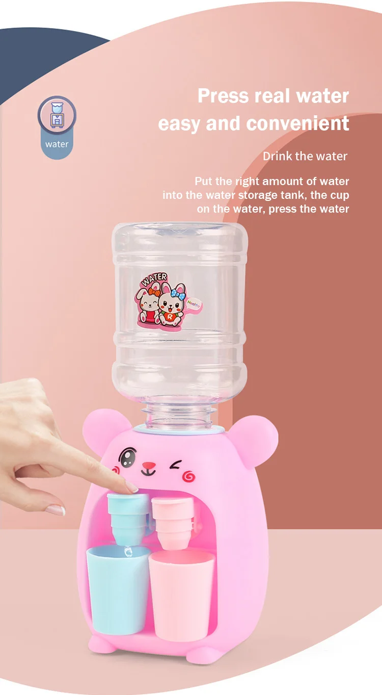 Mini Simulation Water Dispenser Children Toy with Cute Cold/Warm Water Juice Milk Drinking Fountain Kitchen House Play Toys Kids