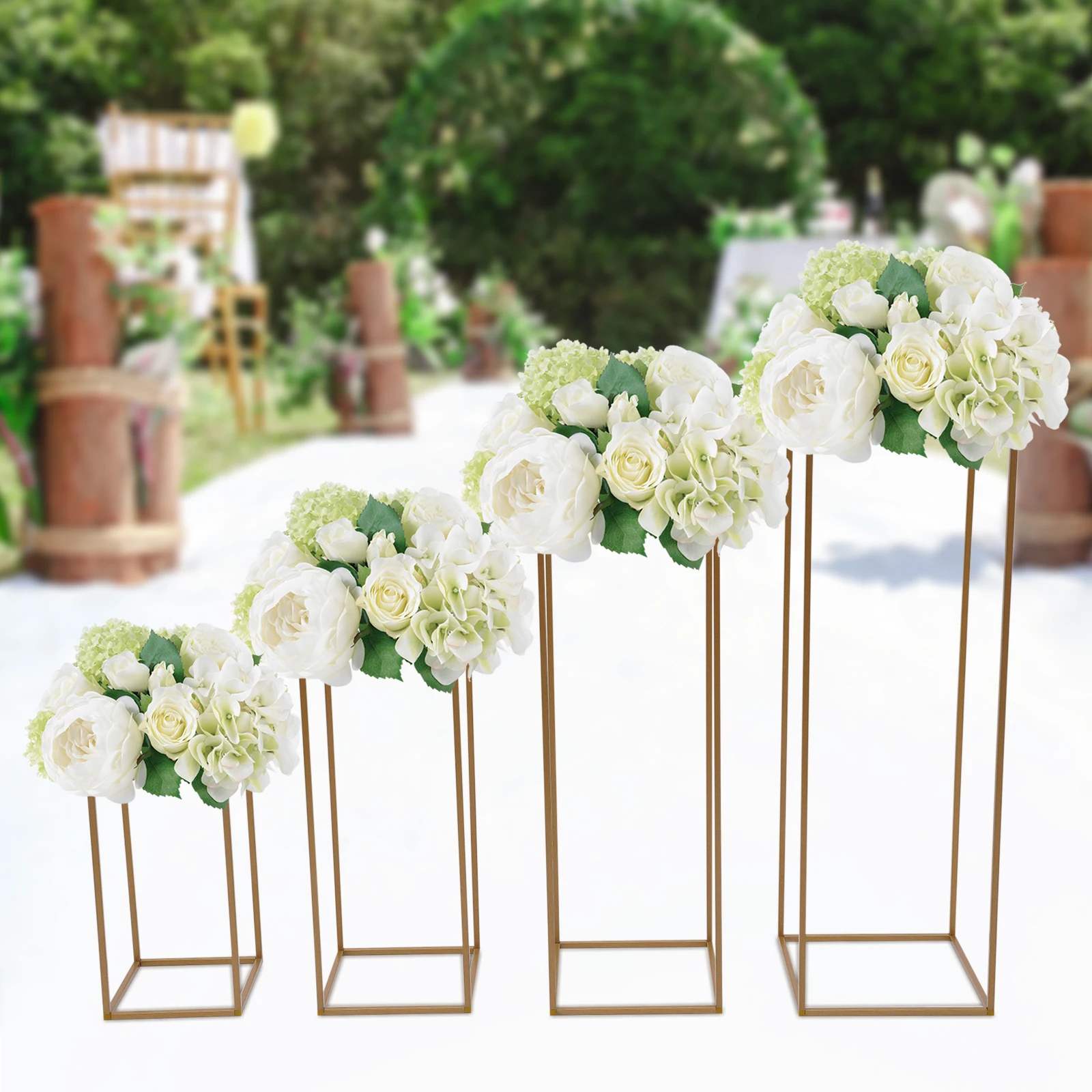 

4pc 15.7/23.6/31.5/39.4 inch Wedding Flower Stand Table Flower Flower Display Rack Stands for Wedding Decoration Rectangular