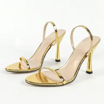 Liyke 夏季金色高跟羅馬涼鞋 女士時尚露趾後繫帶涼鞋 性感套腳後跟帶涼鞋 10 最佳銷售 金赫爾斯 - №3