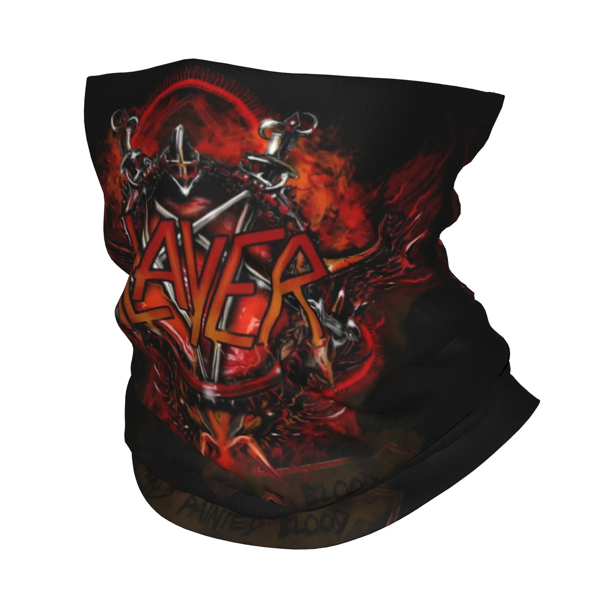

Custom Rock Slayers Letter Logo Neck Gaiter Women Men Windproof Winter Heavy Metal Bandana Scarf for Cycling