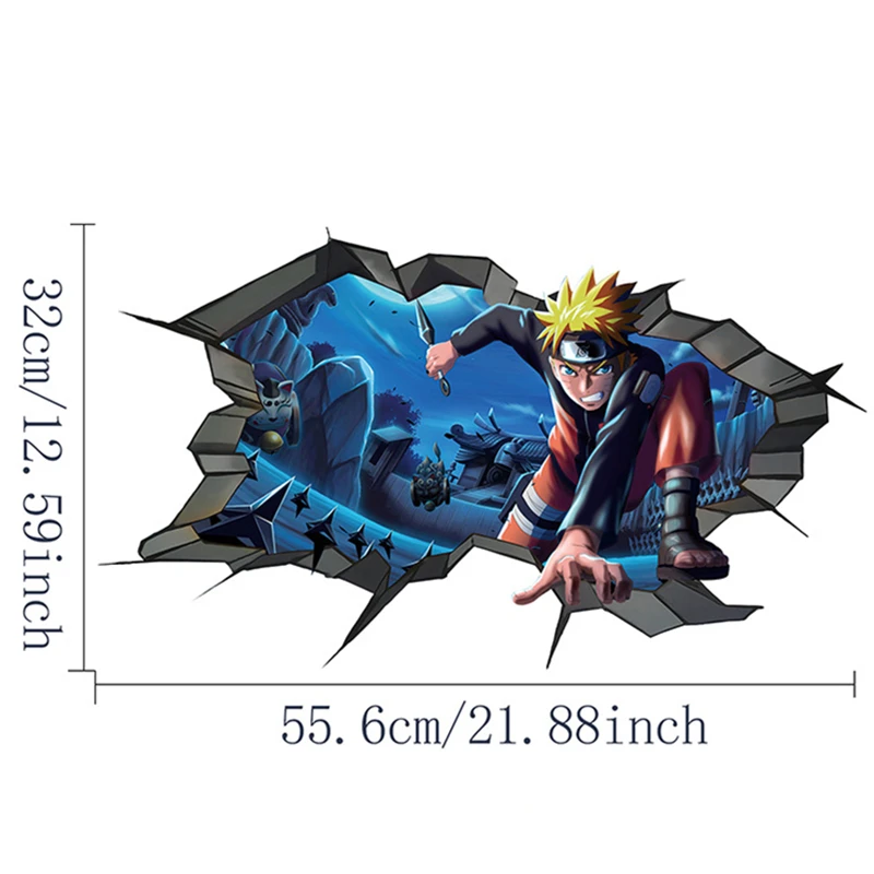 NARUTO Uzumaki Naruto Cartoon Wall Stickers Children\'s Room Decoration Stickers Uchiha Sasuke Anime Children\'s Toys BirthdayGift