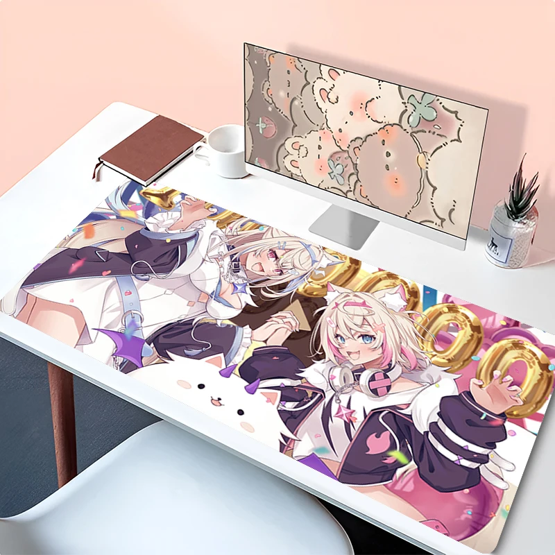 Mousepad Anime Mouse Pad Gaming Accessories Office Keyboard Pad Desk Mat PC Hololive Mococo Fuwawa Abyssgard Rubber Extended Pad