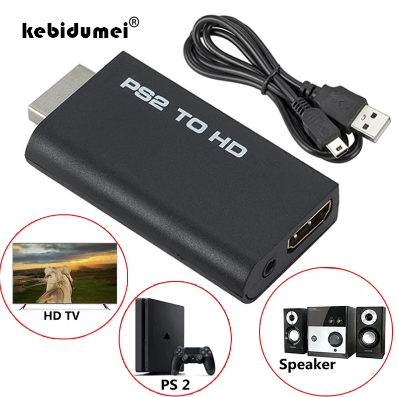 PS2 to HDMI-compatibale Audio Video Converter Adapter With 3.5mm Audio Cable Supports PC All Ps2 480i/480p/576i Display Modes