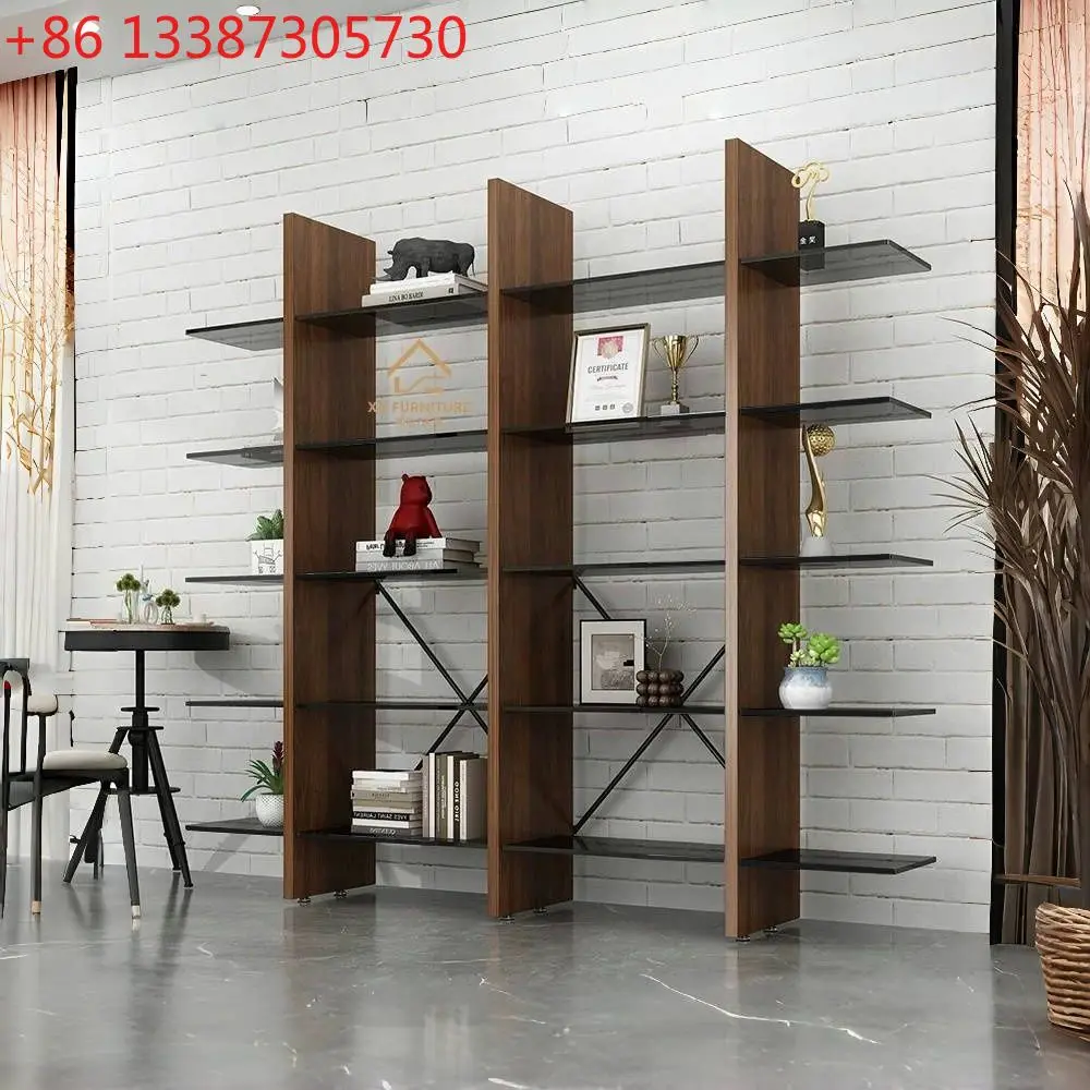 

Итальянский минималистичный стеллаж-витрина из массива дерева, многоярусная книжная полка, напольная полка для хранения от пола до стены.