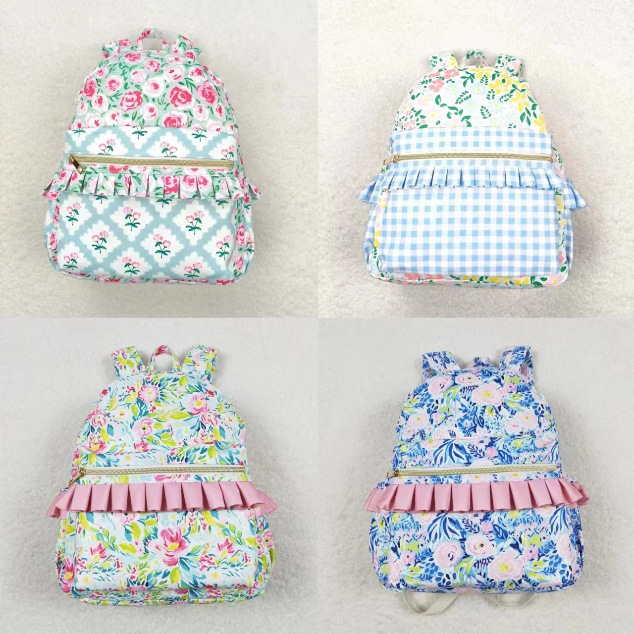 Wholesale Baby Girl Backpack Floral Ruffle Daypack Toddler Children Outdoor Portable Kids Flower Boutique School Bag