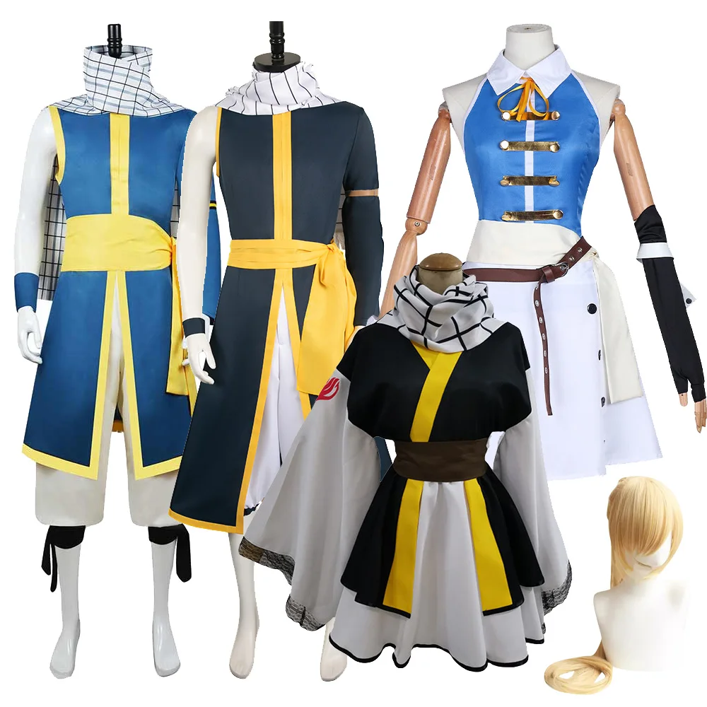 Adulto Lucy Natsu grigio Cosplay Costume Anime fata Cosplay coda adulto Kimono cappotto sciarpa camicia gonna pantaloni Halloween Party Suit