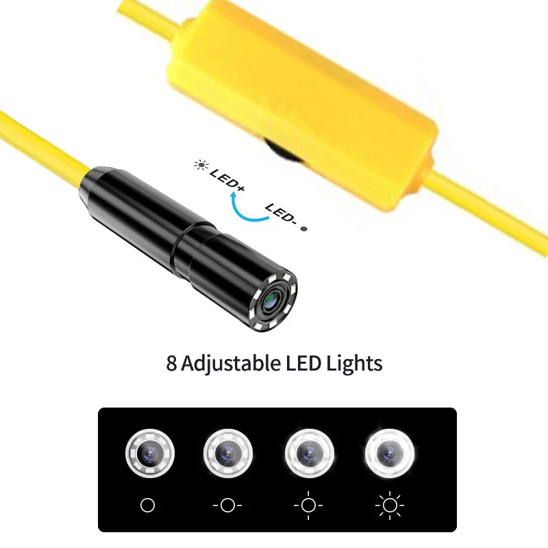 Wireless Endoscope 1200P Scope Snake Camera with 8 LED Lights 8mm Lens Video HD Inspection Camera for Android & iOS Phone