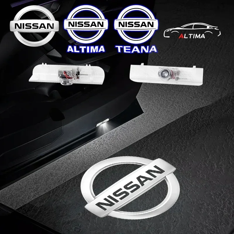 2 Luces LED de Bienvenida para Puerta de Coche, Proyector de Logotipo para Nissan Teana, Altima, Coupé, Sedán, MAXIMA, AMADAR, TITAN, QUEST, Armada