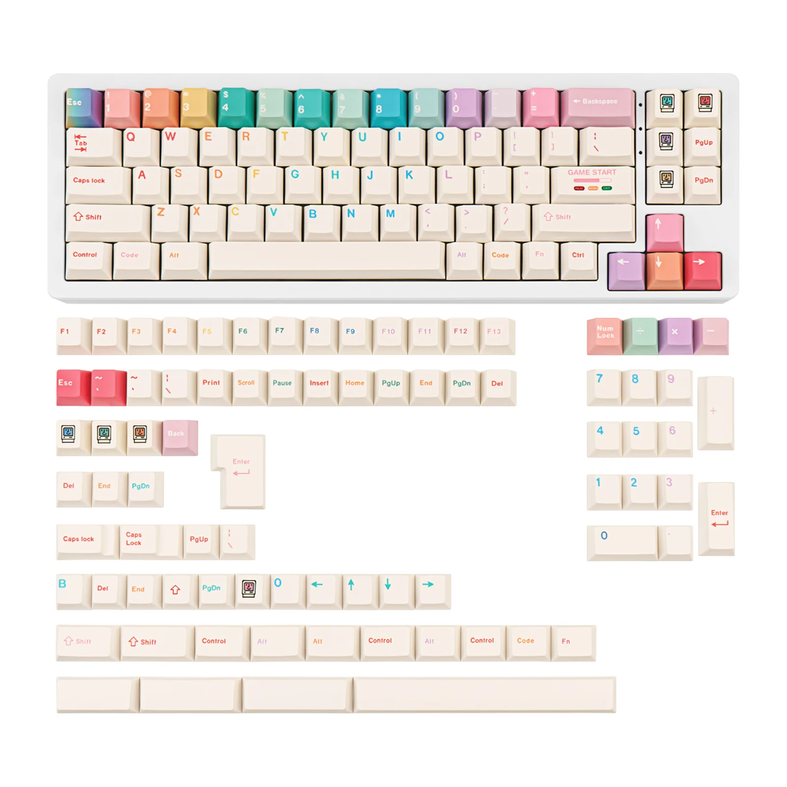

Macaron keycaps Original PBT full five-sided sublimation customized mechanical keyboard keycaps Macaron color scheme