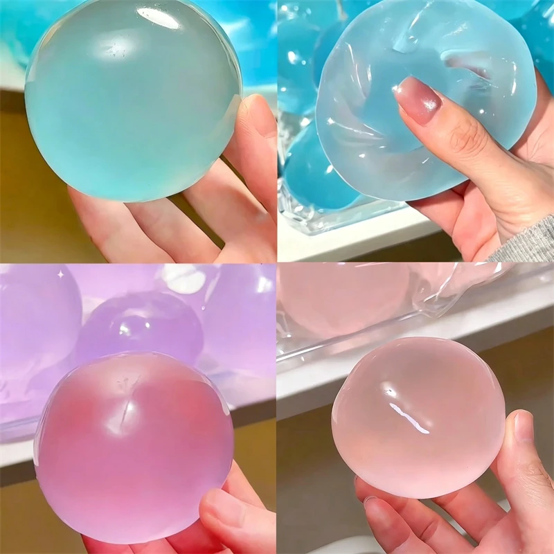 Transparent Multicolored Jelly Vaseline Squeeze Ball Fidget Toy Non-Toxic Soft Silky Smooth ADHD Autism Sensory Calming Toy
