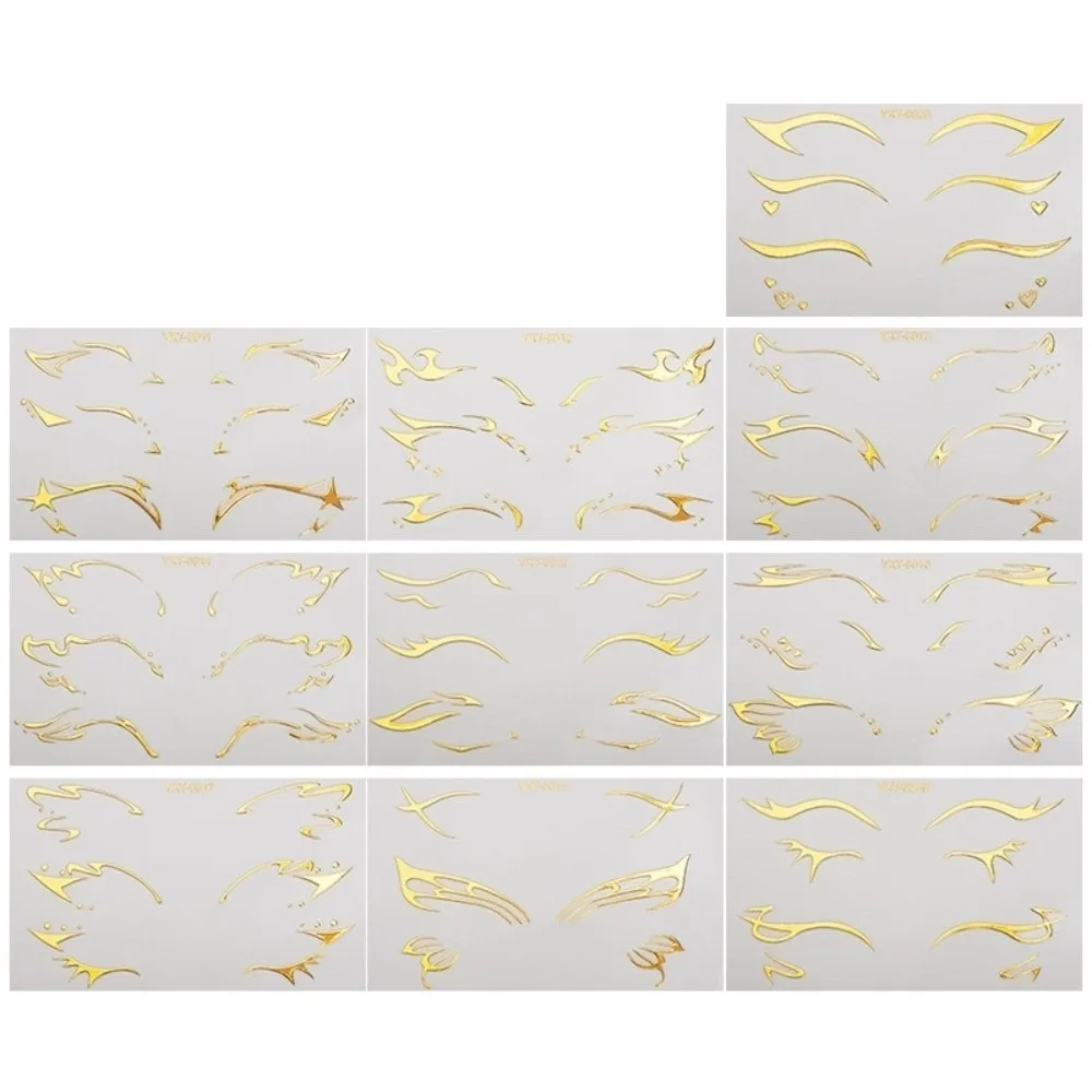 

10 PCS Waterproof Eyeliner Eyebrows Tattoo Stickers Aurora Silver Laser Eye Make-up Stickers Glitter Gold
