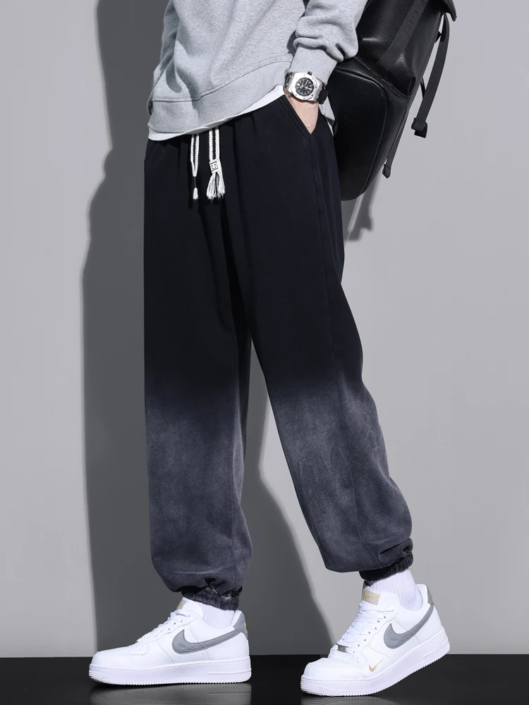 Big Size Men's Jogger Sweatpants 8XL 7XL 6XL Sportswear Gradient Color Baggy Pants Wash Cotton Casual Loose Track Trousers Male