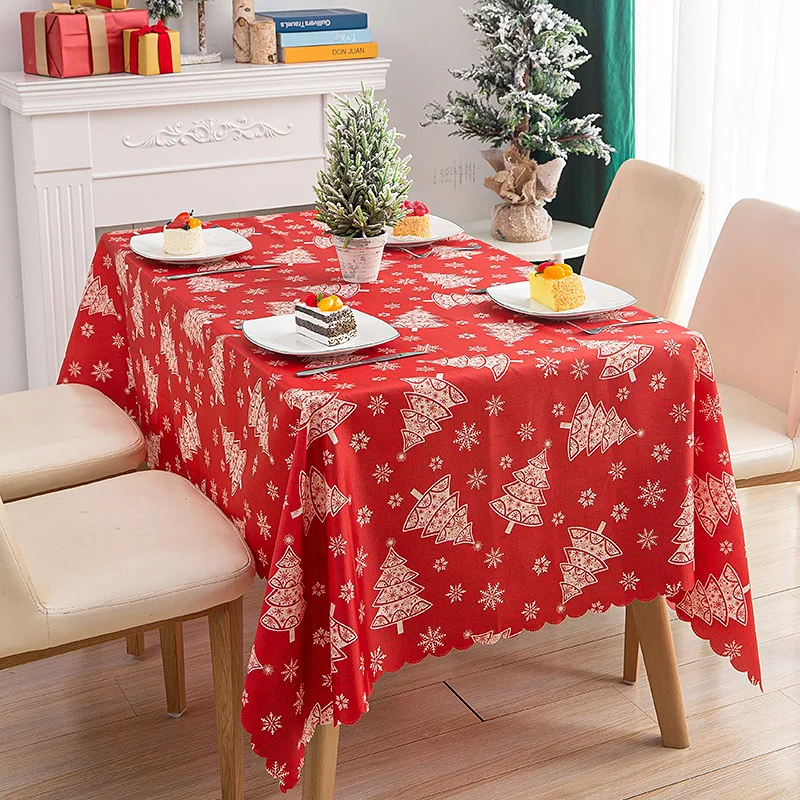 150x180/220cm Neue Weihnachtsbaum Tischdecke Cartoon Waschbare Weihnachten Tischdecke Rote Farbe