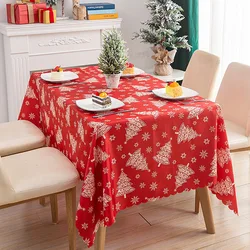 150x180/220cm New Christmas Tree Tablecloth Cartoon Washable Christmas Tablecloth Red Color