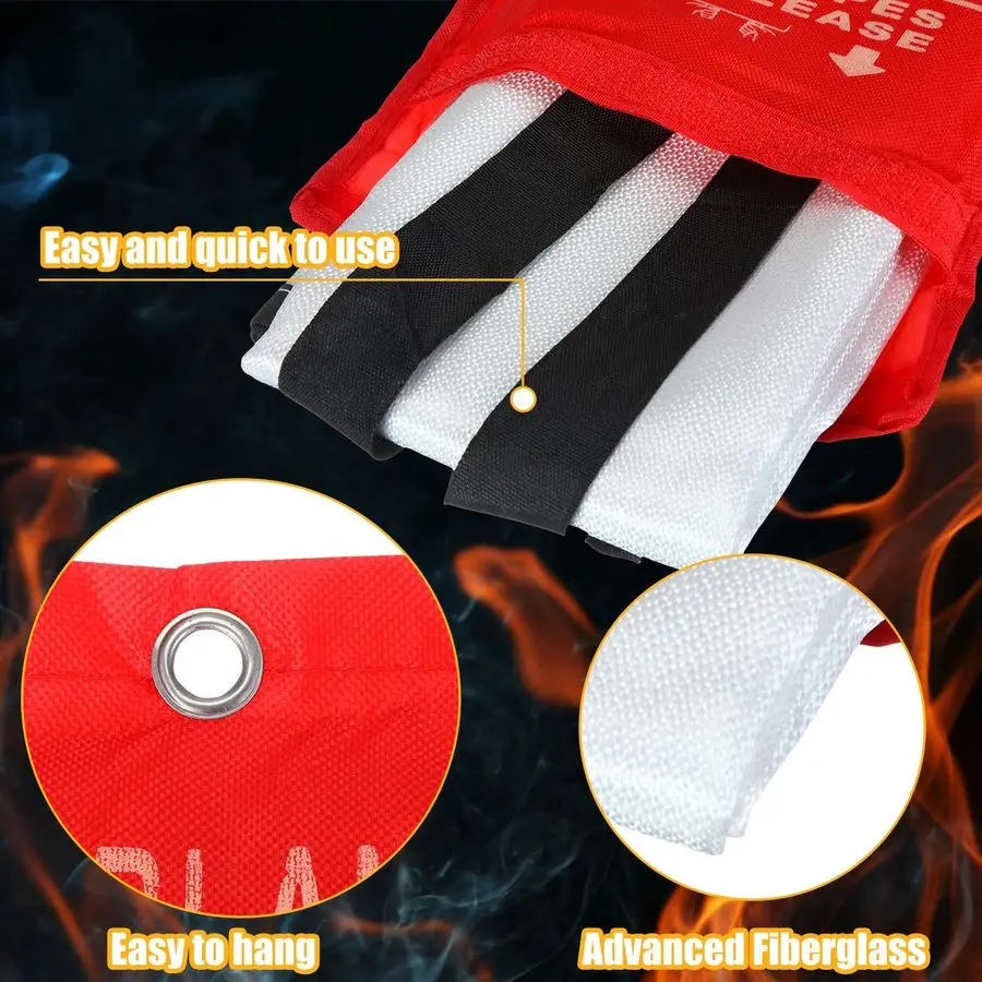 حزمة بطانية حريق للمنزل والمطبخ السائبة 39x39 بوصة بطانية حريق الطوارئ الألياف الزجاجية بطانيات حريق الطوارئ الحرائق