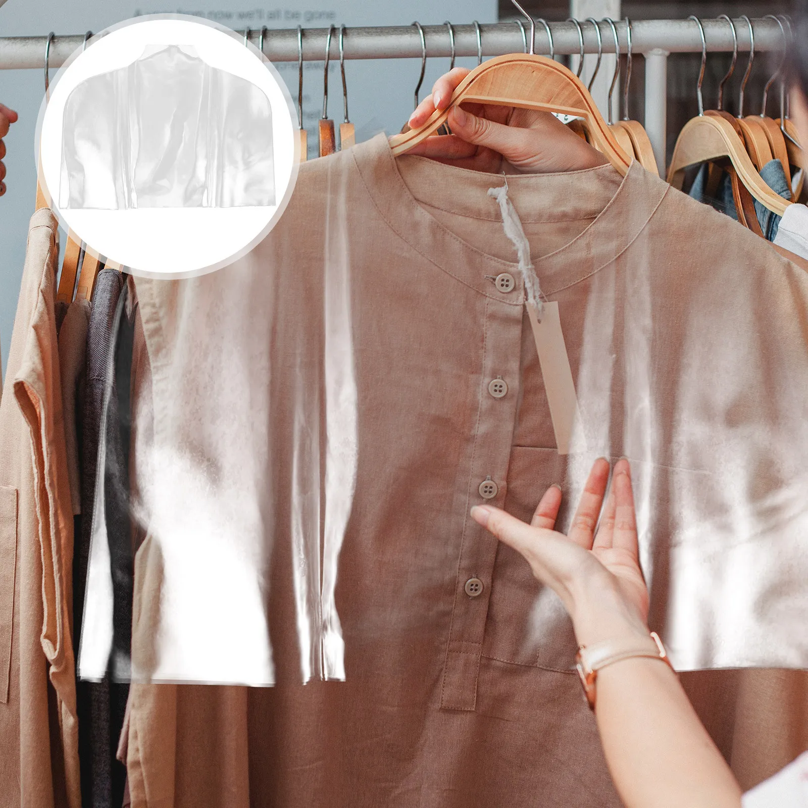 

5Pcs Clear PVC Garment Bags Dustproof Clothes Covers Lightweight Portable Hanging Storage Solutions Garment Bag for Mens Suits