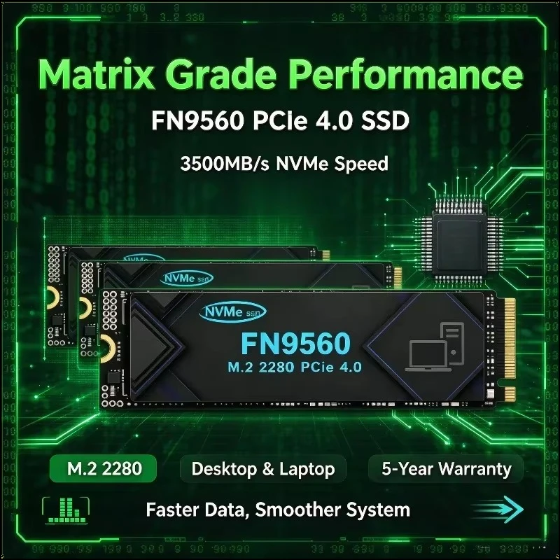 2026 NVMe M.2 1TB 2TB 4TB FN9560 SSD 3500MB/s M.2 2280 PCie Gen4.0x4 Internal Solid State Drives Disk for Laptop Desktop
