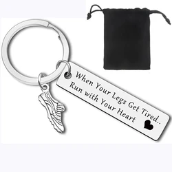 Runners Gifts Marathon Runner Keychain Inspirational Gift for Fitness Gym Running Lovers Encouragement Gift for Daughter Son