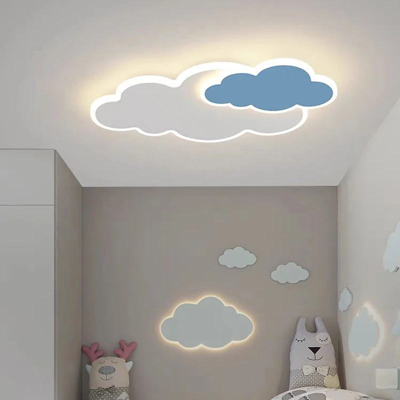 White Clouds LED Ceiling Lights for Room Boy Girl Children Bedroom Decor Lamp Pink Nursery Kids Room Lighting Ceiling Chandelier