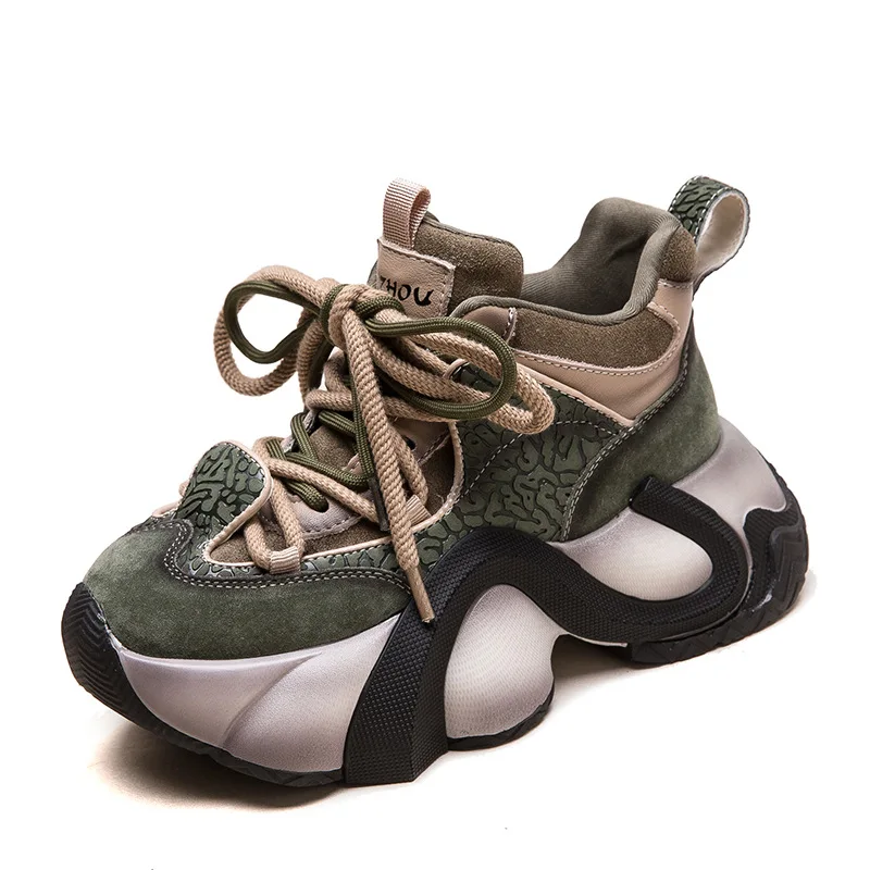 

Высокое качество 6 см из натуральной кожи на танкетке, летние разноцветные массивные кроссовки на вулканизированной платформе, удобные женские весенне-осенние модные