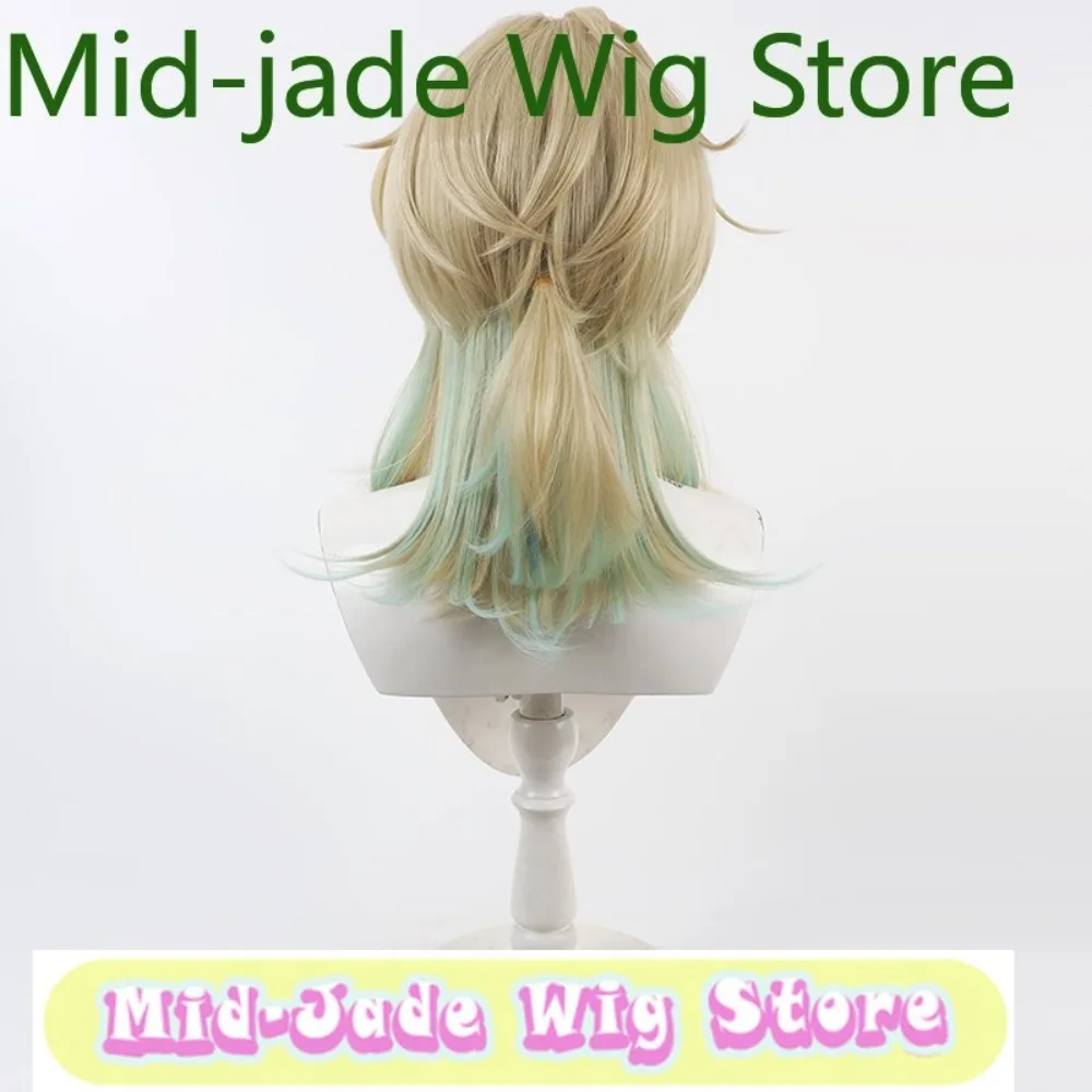 Peruca de jade médio ondas wuthering jue cosplay peruca anime jogo rpg festa de halloween perucas sintéticas