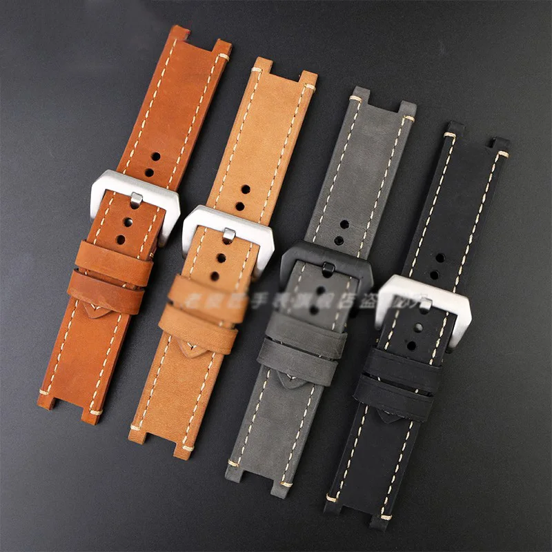For Casio G-SHOCK GST-B100/W300/400 S110/S120/W130L Leather Watch band Concave Sport Men's Notched Manual line Strap Belt 26mm