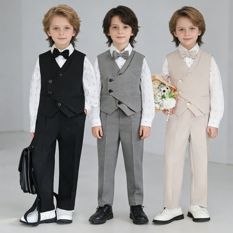 

Boys Irregular Vest Suit Set 2-12 Y School Kids Gentleman Formal Outfit for Wedding Birthday Party Performance Children Blazers
