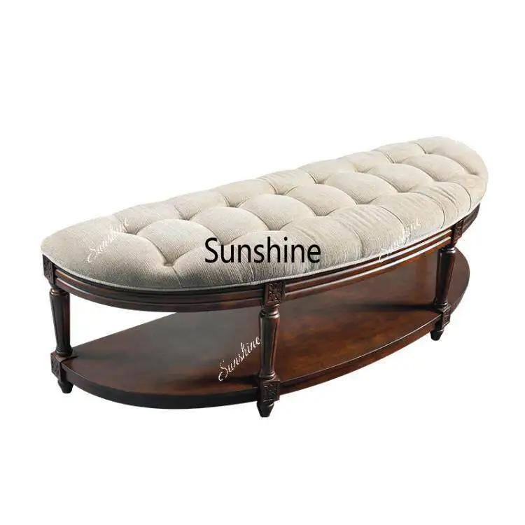 American solid wood bedside stool simple storage buckle sofa
