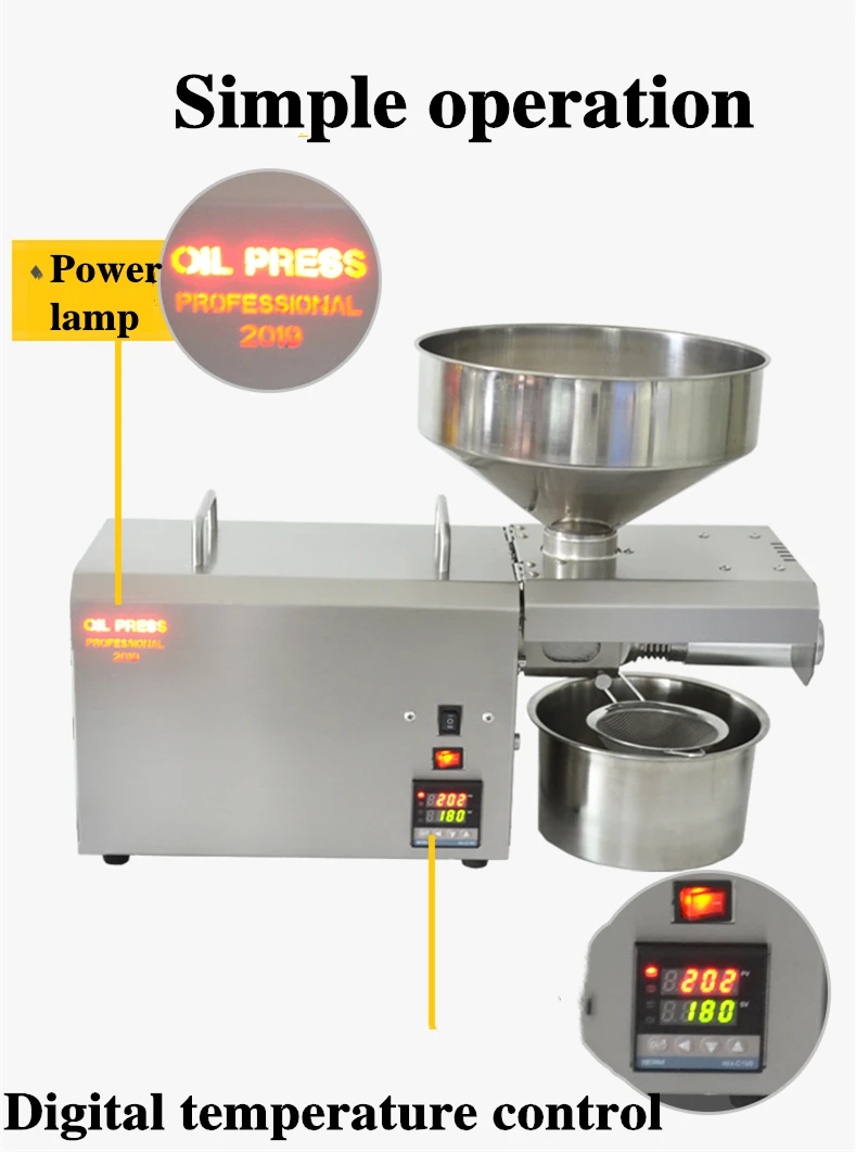 New 220V/110V S8 Oil Press Machine 1500W Electric Oil Extractor Machine Stainless Steel Oil Presser with High Pressing Speed